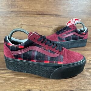 NEW VANS OLD SKOOL Stackform Velvet Plaid Sneakers Women’s Size 8 Shoes